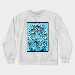 The Snow Queen - Blue Background, Black Outlined Version Crewneck Sweatshirt